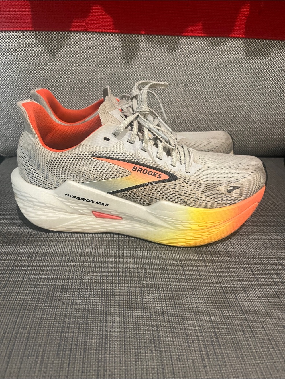 Brooks Hyperion Max Men’s Running Shoes - Gray with Orange and Yellow Accents